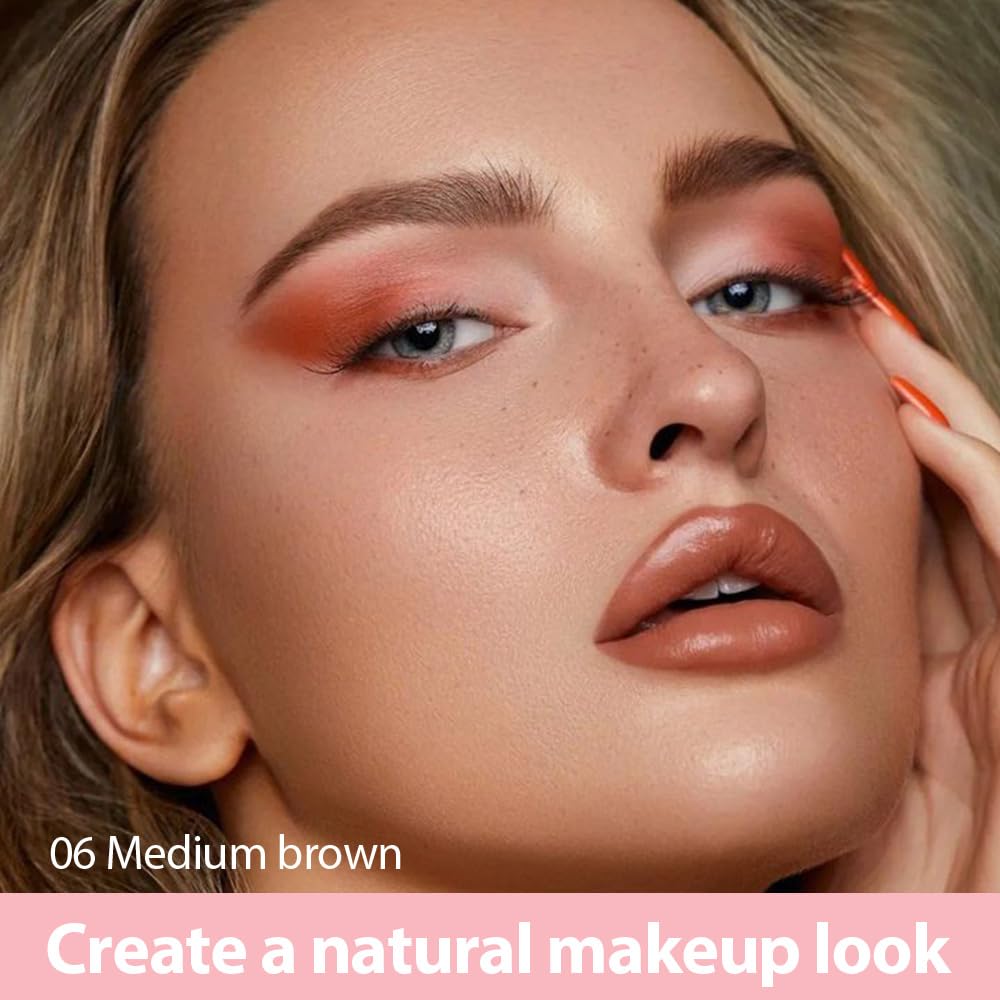 evpct 1Pcs Midium Brown Magic Microblading Dual-Ended Eyebrow Contouring Pen Brow Pencil, with 4 Brush Micro-Fork-Tips Applicator and Precise Brush-Tip Hair Like Stroke, Dual-ended Eyebrow Brush