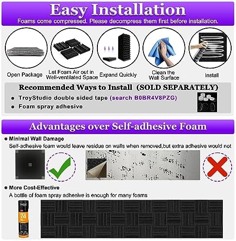 TroyStudio Thick Acoustic Foam Panels, Dense Soundproof Padding Tile, Recording - Image 6