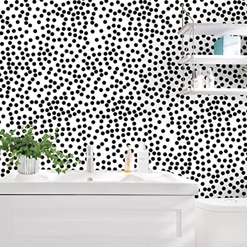17.3”x480” Black and White Polka-Dot Wallpaper Self-Adhesive Contact Paper - Image 5