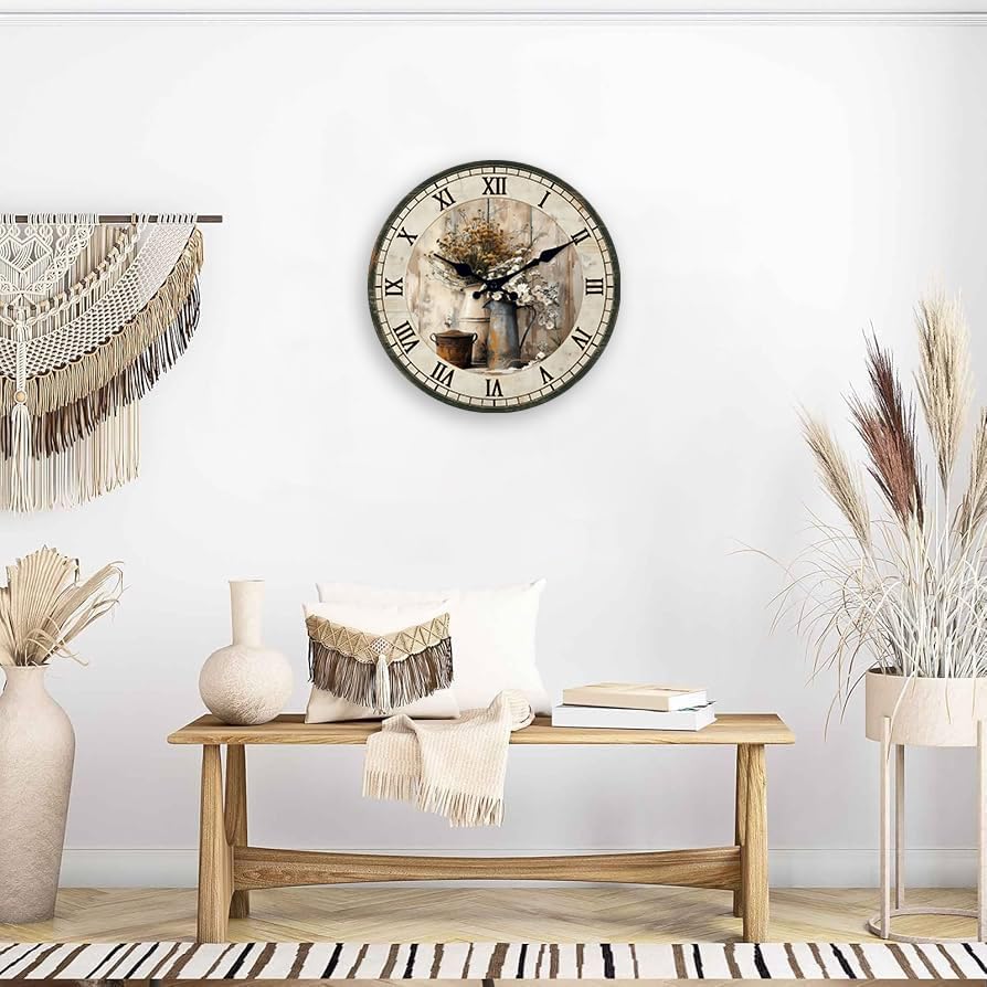 Country Floral Wall Clock 16 Inch Big Farmhouse Decor - Image 4