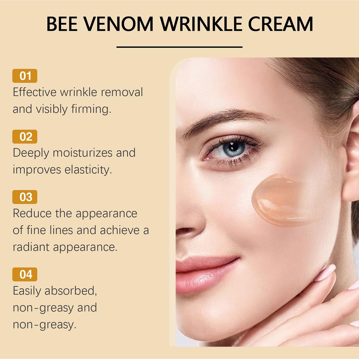 Bee Venom Moisturiser Cream Wrinkle Removal & Firming, Anti-Aging Eye & Face Bee Venom Skin Treatment Cream (1 Pack, 0.71Oz)