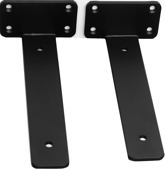 2 Pack - 5 inch Black Hidden L Shelf Bracket Iron Floating Shelf Brackets by MHMYDZ