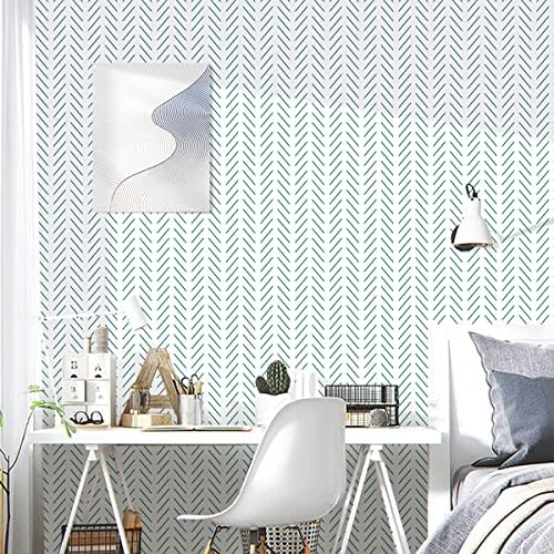Erfoni Peel and Stick Wallpaper Green Herringbone Wallpaper - Image 2