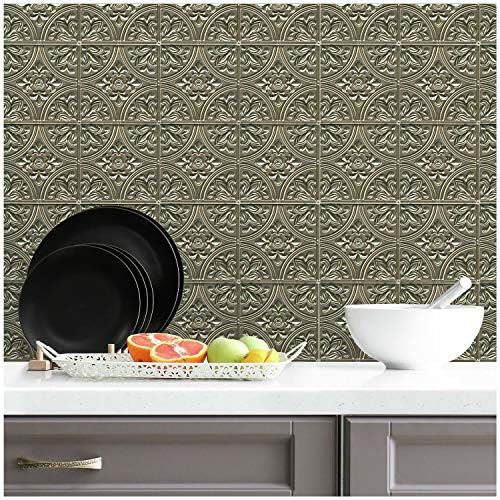 RoomMates StickTiles Gold Tin Peel and Stick Tile Backsplash by RoomMates