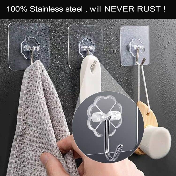 ZESLMG Adhesive Wall Hooks for Hanging, 48 Pack Self Sticky Hooks Heavy Duty - Image 5