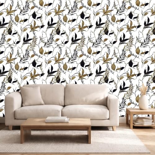 Black and Brown Leaf Peel and Stick Wallpaper 17.7in x 213in - Image 4