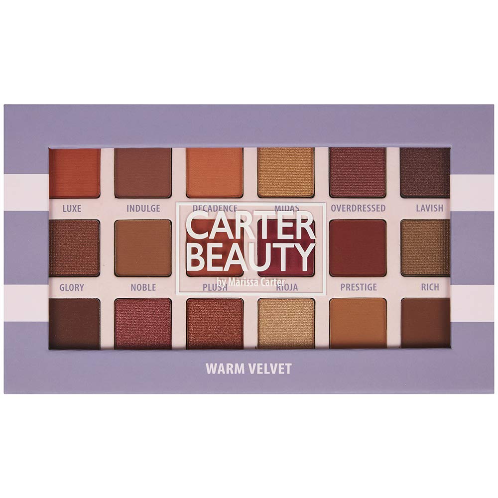 Carter Beauty by Marissa Carter 18 Shade Eyeshadow Palette | Long Lasting Eye Shadow Makeup | Shimmer & Matte Vibrant Colors (Warm Velvet)