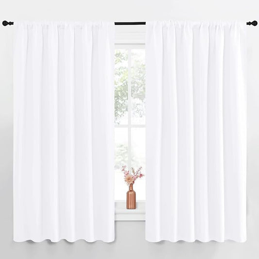 NICETOWN White Curtains, 50% Light Blocking Curtain Panels by NICETOWN