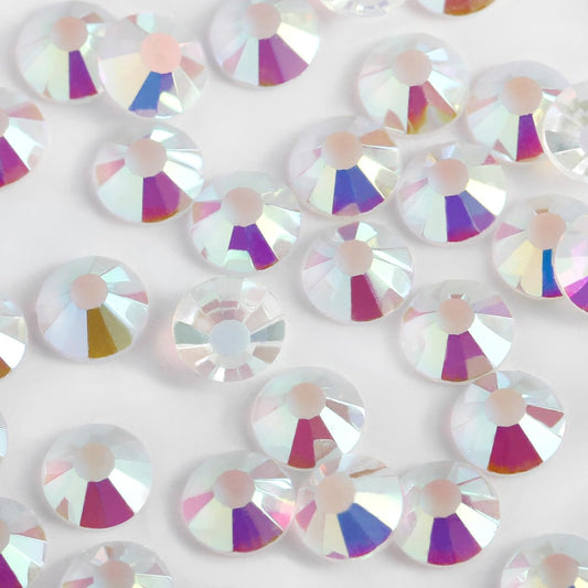 3000PCS SS10 Flatback Rhinestones | 12-Facet Diamond-Cut Glass Gems for Nail Art, Clothing, DIY Crafts |Glue-On Decoration Stones with Silver Backing(Transparent AB)