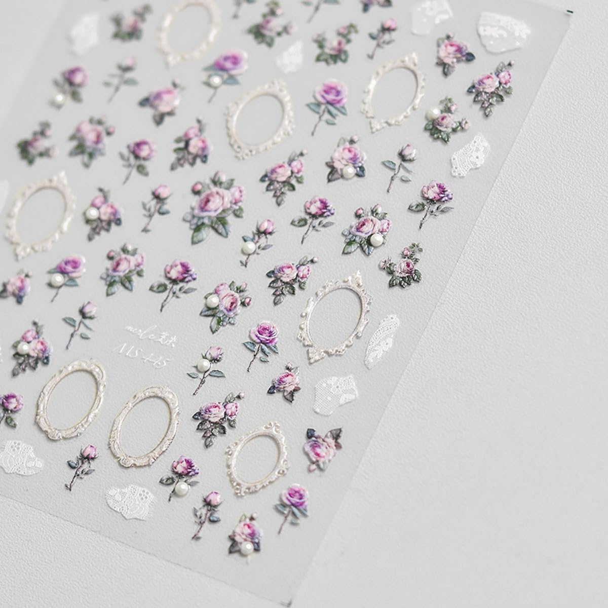 5D Embossed Flower Nail Stickers Pink Rose Nail Art Floral Nail Decals Cute Stickers for Nails Designs Self Adhesive Nail Art Supplies & Decorations for Women Girls 1 Sheet