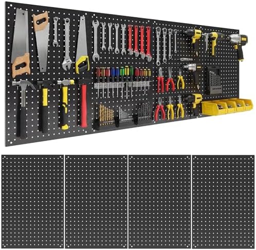 4 Pcs 24”×16”Metal Pegboard Panels, Heavy Duty Peg Boards by Unknown