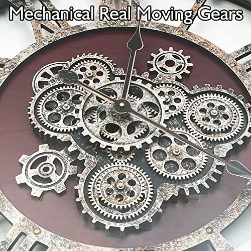 36" Original Moving Gears Wall Clock, Large Industrial Wall Clock - Image 2