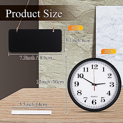4 Pack Silent World Clock with Chalkboard Multi Time Zone, 12 Inch - Image 2