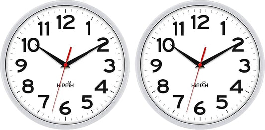 HIPPIH Wall Clock 2 Pack, 10 Inch Modern Wall Clocks Battery Operated, Non by HIPPIH