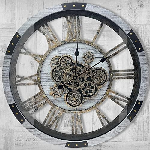 27" Original Moving Gears Wall Clock, Large Industrial Wall Clock by DORBOKER