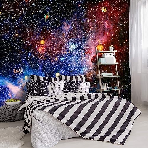-Galaxy Universe Planet Ceiling Fabric Wallpaper Boys Girls Nursery Starry Sky by YIHWM-PurchaseNow