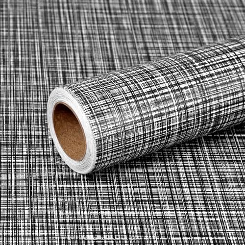 Black Grasscloth Wallpaper A Set of 17.3"x 472" Peel and Stick Wallpaper by MeenJewe