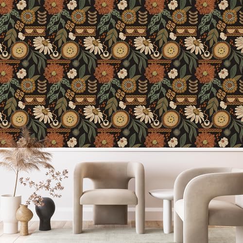 Simon&Siff Boho Floral Peel and Stick Wallpaper 17.3" x 800" - Image 6
