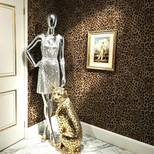 JiffDiff Upgrade Brown Leopard Print Peel and Stick Wallpaper, 17.3" x 120" - Image 6