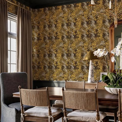 JiffDiff Black Gold Leopard Print Peel and Stick Wallpaper, 17.3" x 120" - Image 6