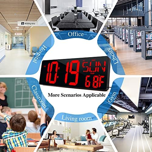 17.2" Large Digital Wall Clock Bluetooth Auto Sync Time Big Timer Red - Image 4