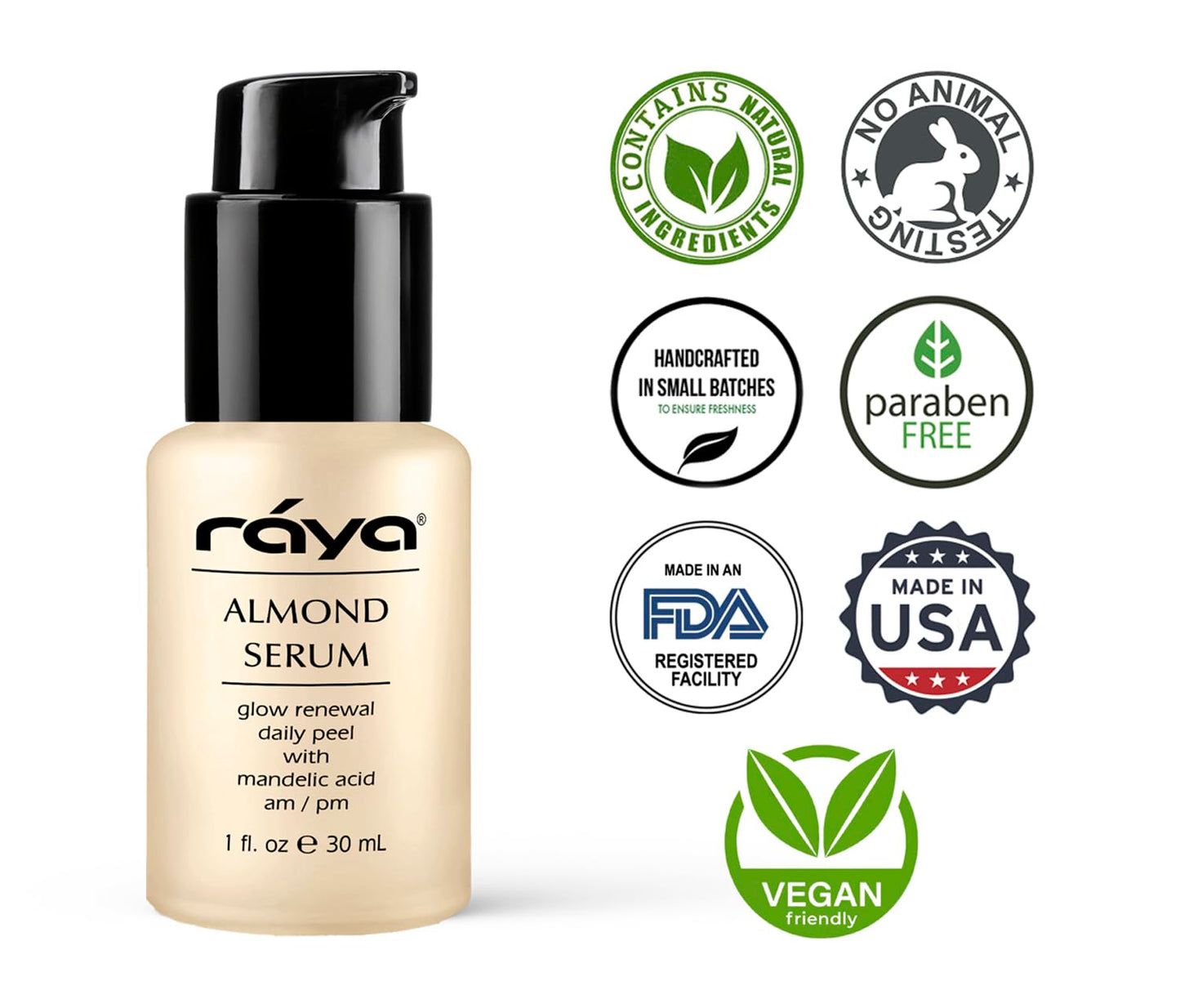 RAYA Almond Serum (508) | Exfoliating Facial Peel for Combination and Oily Skin | Helps Minimize Pores and Brighten Complexion