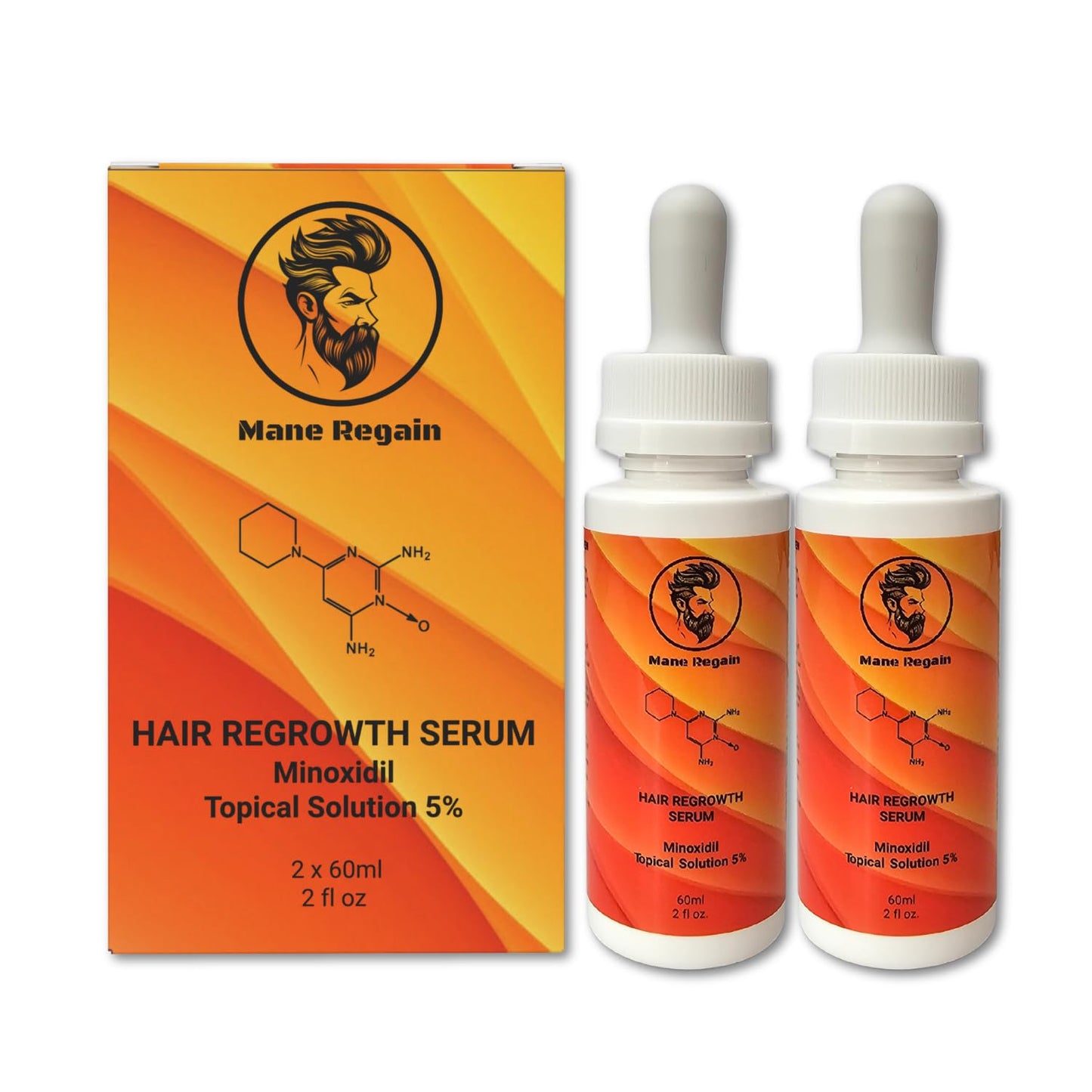 Minoxidil Topical Solution USP 5%, Extra Strength Hair Regrowth Treatment for Men, 2 Month Supply, Unscented, 4 Fl Oz (2 Pack)