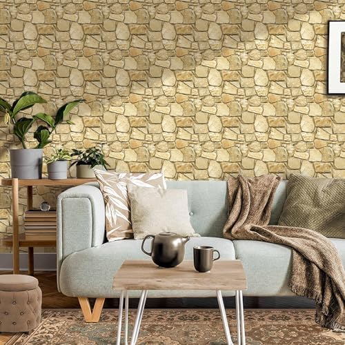 COMSTICKC 3D Faux Stone Wall Panel Peel and Stick Wall Stickers by COMSTICKCDECOR