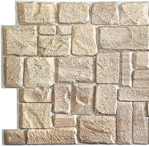 Dundee Deco Beige Faux Limestone PVC 3D Wall Panel, 3.3 ft X 1.7 ft, Interior - Image 2
