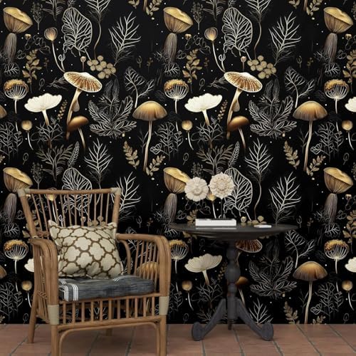 Laatse Dark Mushroom Wallpaper Peel and Stick 17.5" x 118" - Image 5