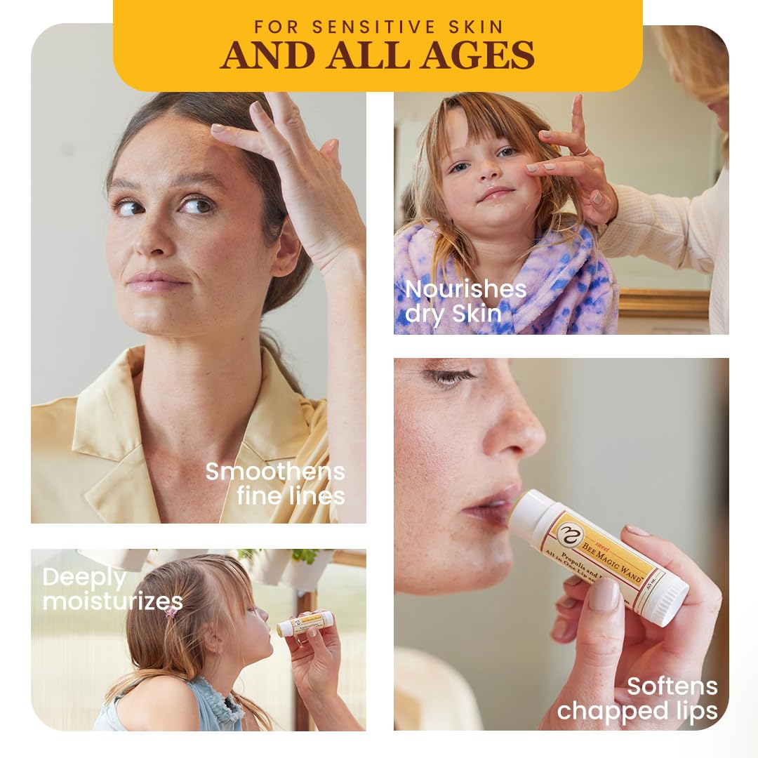 Sweet Bee Naturals Magic Wand - Certified Organic Lip and Face Moisturizing Wand - Natural Chapstick and Balm Wand for Dry Skin and Lips, Non Petroleum Jelly for All Ages and Skin Types, Pack of 2