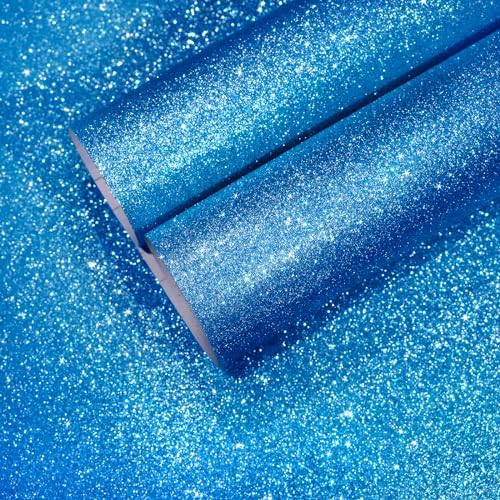 CHIHUT Sparkle Blue Glitter Wallpaper Peel and Stick Glitter Contact Paper by CHIHUT