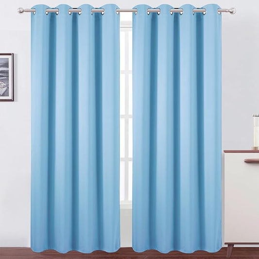 LEMOMO Blackout Curtains 52 x 120 Inch Long Sky Blue Curtains Set of 2 Panels by Lemomo