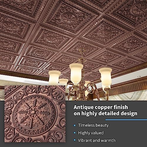 Art3d 24-Pack PVC Drop Ceiling Tiles, 2 x 2 ft, Antique Copper - Image 4