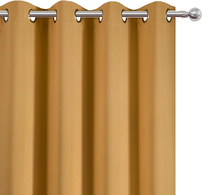 LEMOMO Mustard Yellow Blackout Curtains 66 x 63 Inch Length/Set of 2 Curtain - Image 6