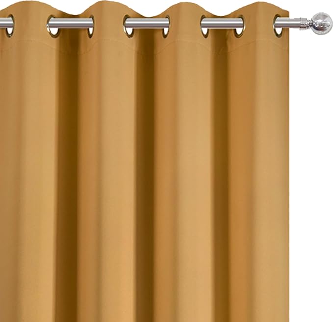 LEMOMO Blackout Curtains 52 x 108 inch/Mustard Yellow Curtains Set of 2 - Image 6