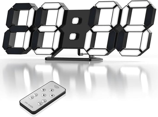 3D LED Clock Desk Alarm Clock Wall Clock by HOME