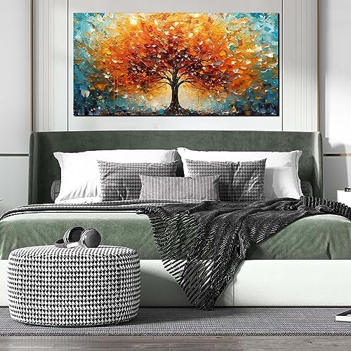 Zoyotago Large Canvas Wall Art Orange Yellow Tree Picture Modern Canvas Prints - Image 7