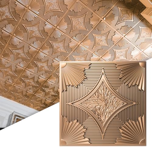 Art3d PVC Drop Ceiling Tiles 24x24 in, 48 Sq.Ft, Classic Bronze by Art3d