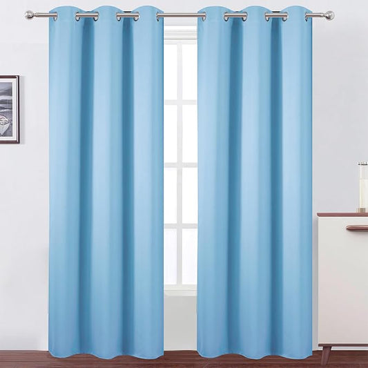 LEMOMO Sky Blue Thermal Blackout Curtains/42 x 84 Inch/Set of 2 Panels Room by Lemomo
