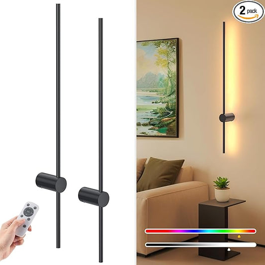 NIORSUN 35.4 Inch Battery Operated Wall Sconce Set of 2, 10 Colors Dimmable by NIORSUN