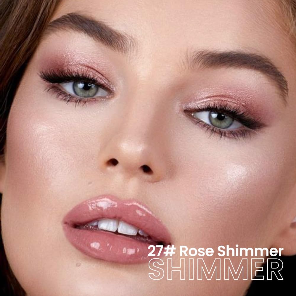 evpct Rose Shimmer Cream Eye Shadow Brightener Sticks Set for Eyes, Rose Shimmery Matte Pencil Eye shadow Applicator Stick Pen Palette Makeup Waterproof sombras en crema para ojos 27#