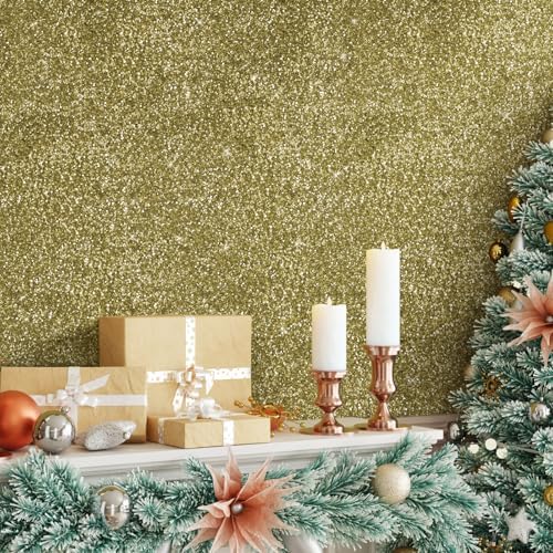 CRE8TIVE Chunky Glitter Wallpaper Stick and Peel Gold Wall Border Trim 8"x354" - Image 2