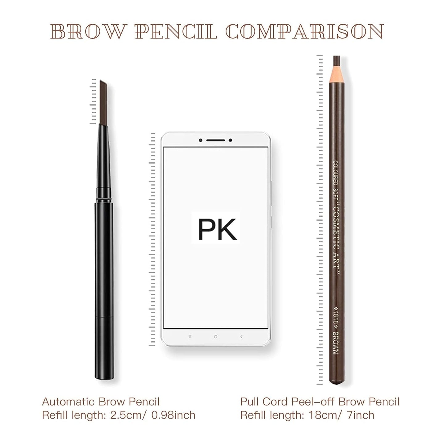 Waterproof Eye-Brow Pen-cil Set, Pull Cord Peel-off Eyebrow Pencil Microblading Pen Supplies Kit, White Eye-Liner Pencil and Eyebrows Tool Tattoo Makeup For Marking (5+1 Dark Brown)