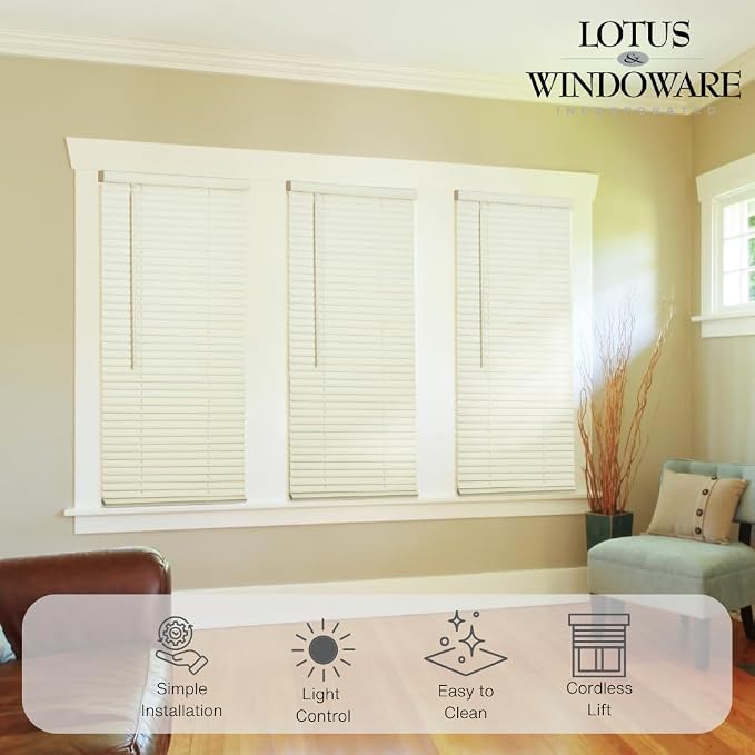 LOTUS & WINDOWARE Cordless Mini Blind, 16.5" Wide x 84" Long - Image 3