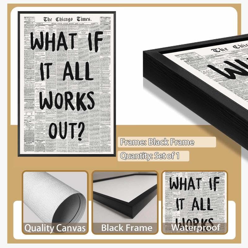Framed What If It All Works Out Wall Art Black and White Newspaper Poster - Image 3