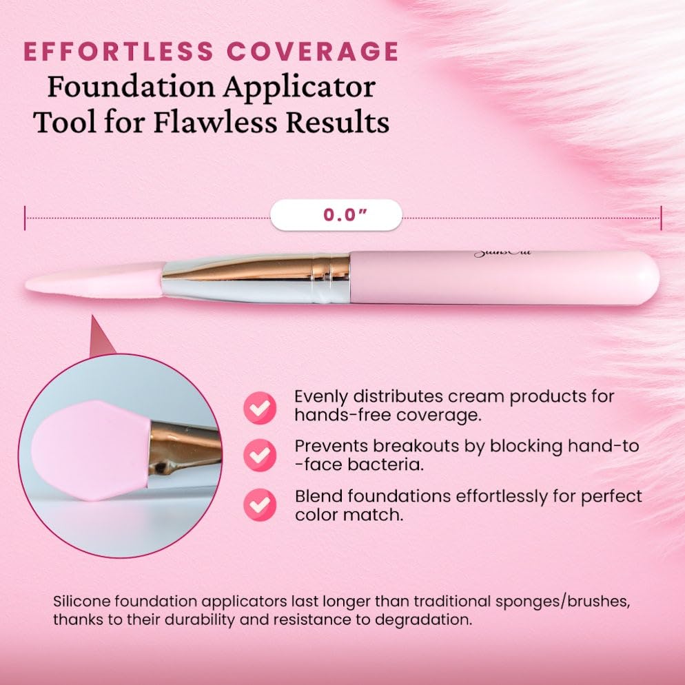 StansOut Foundation Applicator - Liquid Foundation Brush, for Cream or Powder - Easy to Clean - Travel-Friendly, Durable - Ideal for Professional Makeup Results - Pointed Shape, Smooth Silicone Edge