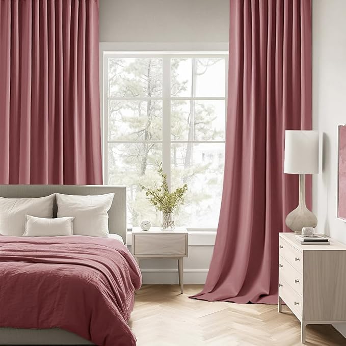 MIULEE Dusty Rose Back Tab Blackout Curtains 72 Inches Long 2 Panels Set - Image 2