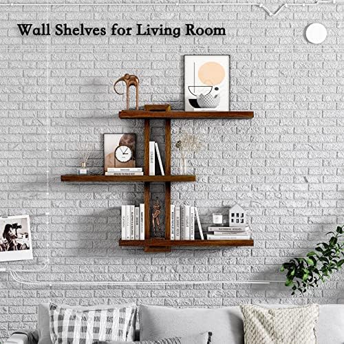 yaqew Variable Floating Shelves Wood Set of 3, Bathroom Shelves 28.35" Max - Image 2