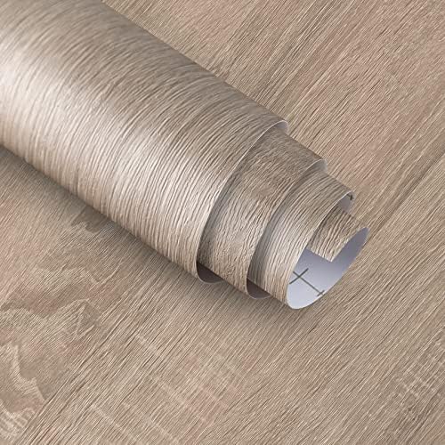 Boobest 31.5"x 157.4" Light Brown Gray Wood Grain Textured Contact Paper by BoobestPeelStickWallpaper